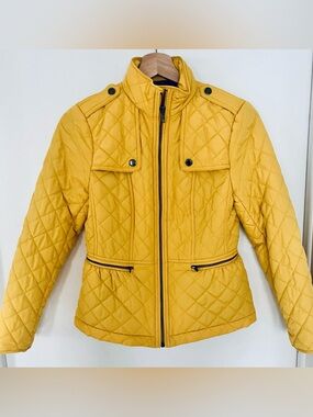 Talbots Quilted Yellow Zip-Front Puffer Jacket